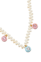 Pearl Necklace with Enamel Stones